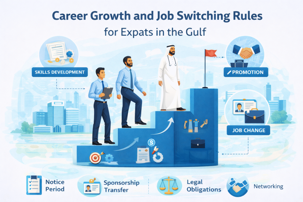 Expat professionals planning career growth and job transitions in Gulf countries.