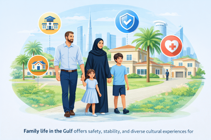 Happy expatriate family living in Gulf countries