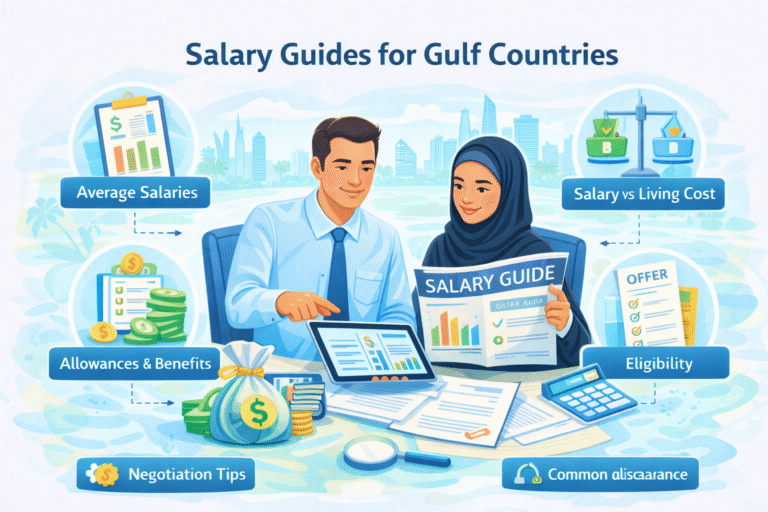 Salary comparison and compensation planning for expatriates in Gulf countries.