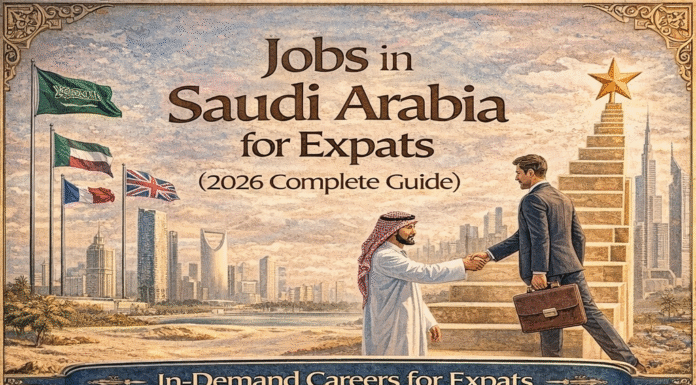 Jobs in Saudi Arabia for Expats (2026 Complete Guide) Jobs in Saudi Arabia for expats showing in-demand careers, salaries, and hiring sectors in 2026