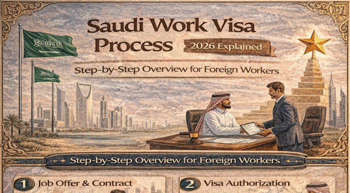 Saudi Work Visa Process 2026: Step-by-Step Guide for Expats Saudi work visa process 2026 step-by-step infographic for expats