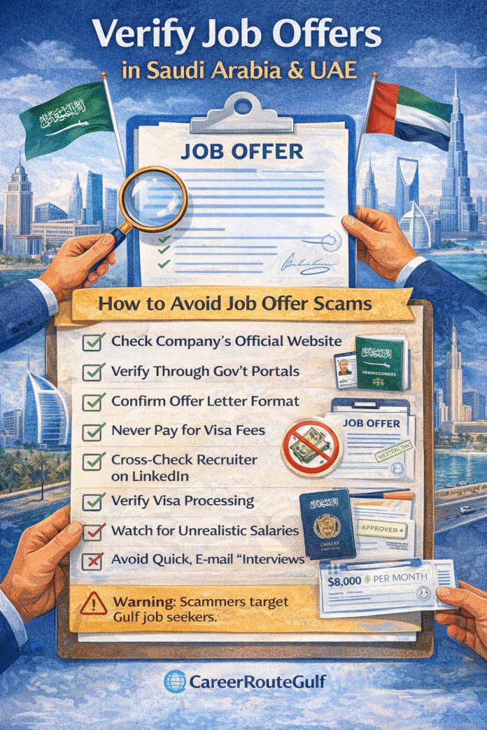Checklist to verify job offers in Saudi Arabia and UAE and avoid scams