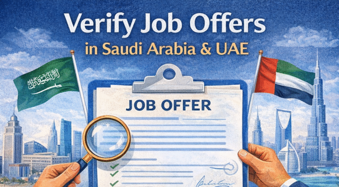 How to Verify Job Offers in Saudi Arabia and UAE (Avoid Scams in 2025–2026) Checklist to verify job offers in Saudi Arabia and UAE and avoid scams