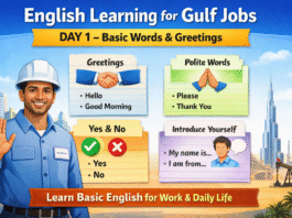 English learning for Gulf jobs basic words and greetings