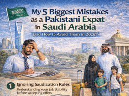 My 5 Biggest Mistakes as a Pakistani Expat in Saudi Arabia (and How to Avoid Them in 2026) Pakistani expats in Saudi Arabia common mistakes infographic
