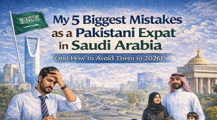 My 5 Biggest Mistakes as a Pakistani Expat in Saudi Arabia (and How to Avoid Them in 2026) Pakistani expats in Saudi Arabia common mistakes infographic