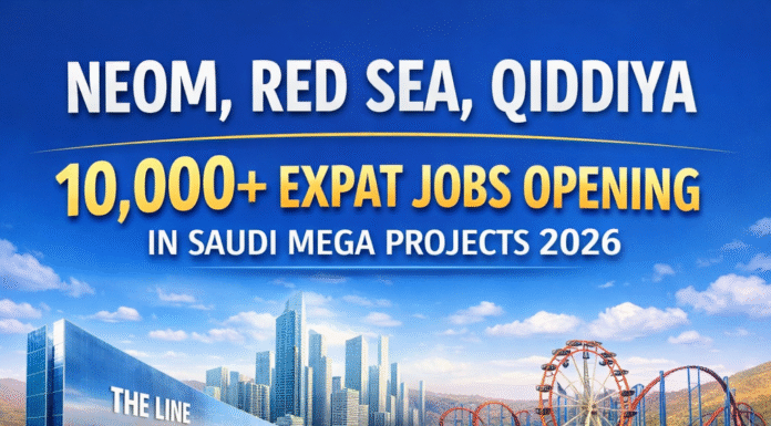 Latest Saudi Jobs 2026: 10,000+ Vacancies in NEOM, Red Sea and Qiddiya Projects Latest Saudi jobs 2026 NEOM Red Sea Qiddiya vacancies infographic