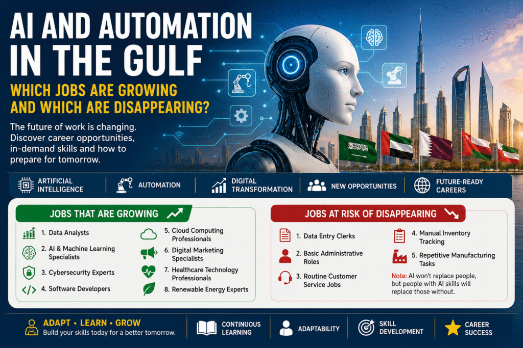 AI and automation in Gulf jobs showing future careers and digital transformation