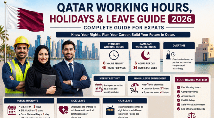 Qatar Working Hours, Public Holidays and Leave Entitlements in 2026: Complete Guide for Expats Qatar working hours and leave guide for expat employees in 2026