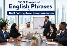 100 Essential English Phrases for Gulf Workplace Communication Part 2 English Phrases for Gulf Workplace Communication used by professionals working in UAE, Qatar, Saudi Arabia, and GCC offices