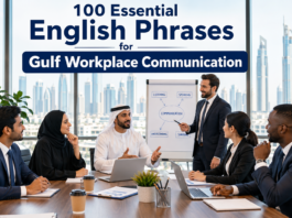 English Phrases for Gulf Workplace Communication used by professionals working in UAE, Qatar, Saudi Arabia, and GCC offices