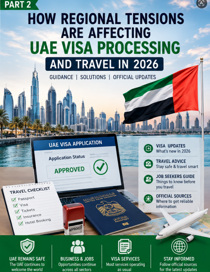 UAE Visa Processing 2026 During Regional Tensions UAE Visa Processing 2026 at Dubai International Airport with international travelers